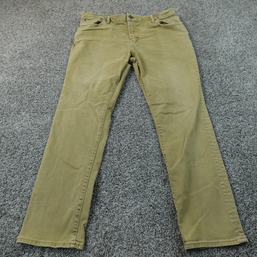 American Eagle Jeans Mens 36X30 Brown Tan Denim Pants Slim Straight Flex Stretch